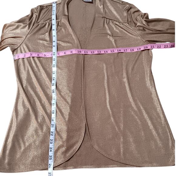 CHICO'S‎ 2 Travelers Open Front Jacket Cardigan Top 12/LG Dressy Gold Metallic - Picture 4 of 9